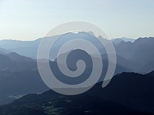 Mountain panorama view from Magical Untersberg, in Bavaria, Germany