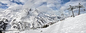 Mountain panorama view from Schaidberg ski lift to Obertauern