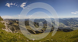 Mountain panorama from Vorderes Sonnwendjoch mountain, Rofan, Tyrol, Austria