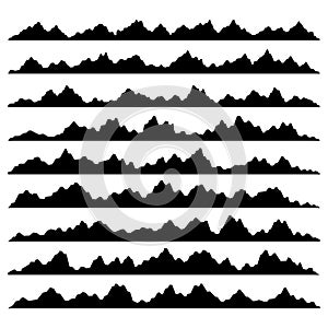 Mountain Panoramic Silhouettes Set on White