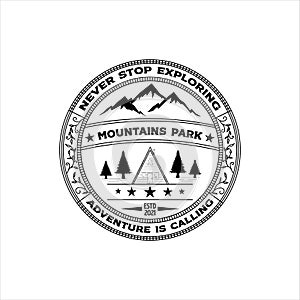 mountain park icon logo vector emblem illustration design, adventure vintage label patch illustration design