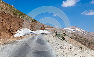 Mountain pass from Beqaa (Bekaa) Valley to Qadisha in Lebanon photo