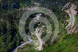 Mountain pass in Swiss Alps