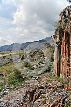 Mountain pastures and rocks, Altai mountains, Siberia Russia