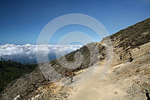 Mountain path above clouds