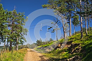 Mountain path below ropeway at Divcibare