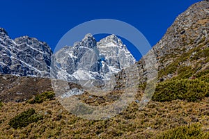 Mountain path on EBC Nepal trek hiking route