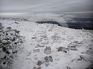 Mountain path in the winter time