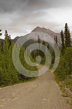 Mountain peak along the Canol Road in Yukon, Canada