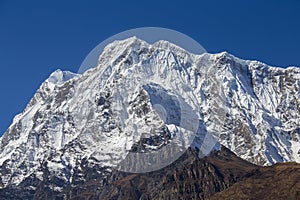 Mountain peak, Annapurna , Nepal. Sunrise in the mountains. Beautiful landscape in Himalayas mount