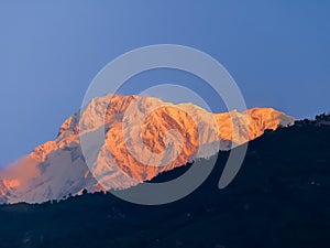 Mountain peak Annapurna South at sunrise, Himalayas, Nepal