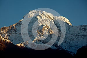 Mountain peak Annapurna South At Sunrise In Himalayas Nepal