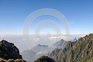 Mountain peak with blue sky