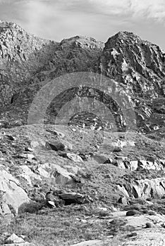 Mountain peak and cliff at the conor pass