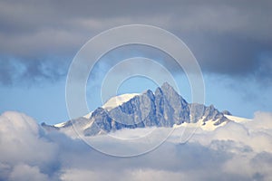 Mountain Peak in Clouds