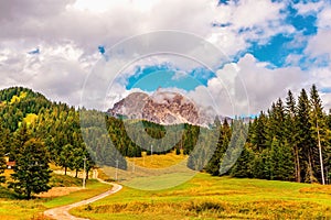 Mountain peak in the clouds in Italy