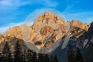 Mountain Peak of Croda Rossa D`Ampezzo or Hohe Gaisl - Dolomites Italian Alps