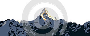 Mountain Peak Himalaya Vector Panorama