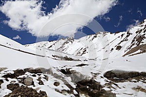 Mountain peak at the Khardung Pass, Ladakh, India photo