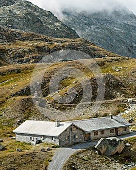 Mountain peak near of the Grimselsee, a glacial lake a