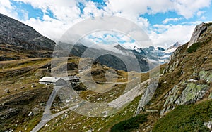 Mountain peak near of the Grimselsee, a glacial lake a