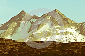 Mountain peak nearby Grimselpass in the Swiss mountains