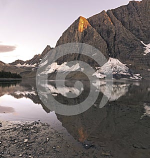 Mountain Peak Reflection Calm Lake Water Alpine Glow Canadian Rockies Kootenay National Park