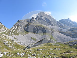 Mountain peak and rocky slopes