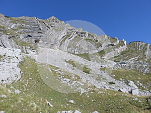 Mountain peak and rocky slopes