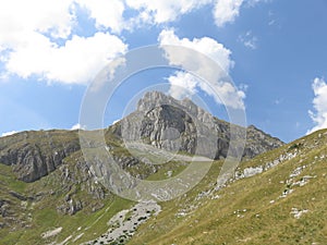 Mountain peak and rocky slopes