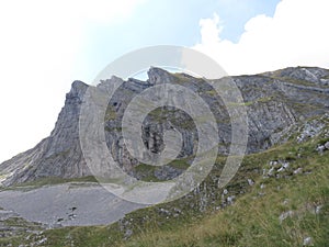 Mountain peak and rocky slopes