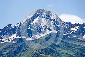 Mountain peak in snow
