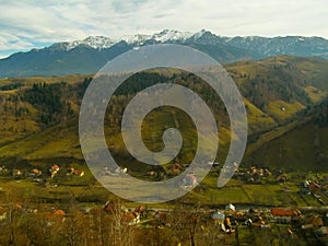 Mountain peak with snow moeciu valley