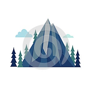 Mountain peak vector illustration, hill top image, nature landscape flat design