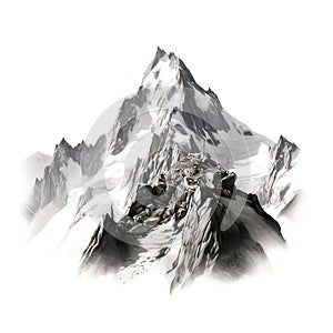 mountain peak on white background, Generative AI