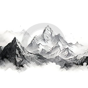 mountain peak on white background, Generative AI