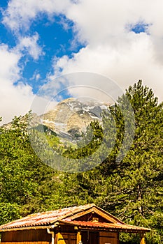 Mountain peaks on a cloudy day near Ajaccio, Corsica Island, France