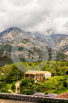 Mountain peaks on a cloudy day near Ajaccio, Corsica Island, France