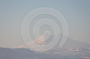 Mountain peaks covered with snow