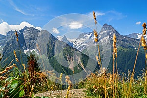 Mountain peaks in Dombai, West Caucasus, Russia