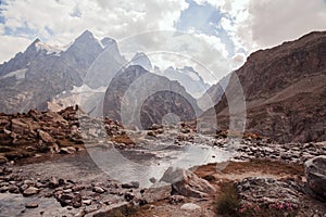 Mountain peaks in French Alps, Ecrins, France