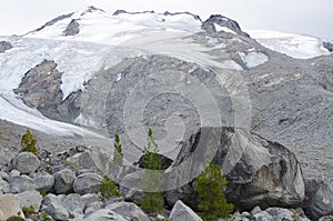 Mountain peaks at the Pemberton Icefield