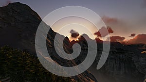 Mountain peaks at sunset, timelapse clouds, stock footage