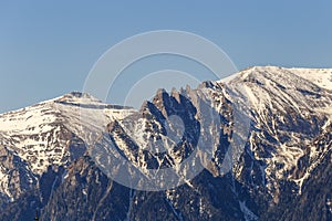 Mountain peaks during winter