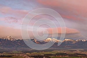 Mountain peeks of Kocna,Grintavec and Kalski greben in afterglow