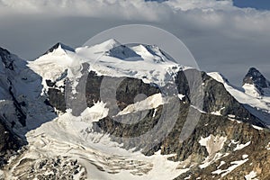 Mountain Piz Bernina in the Swiss alps, Engadin, Graubunden