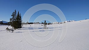Mountain plateau snowfield of Are Valadalen in Jamtland in Sweden