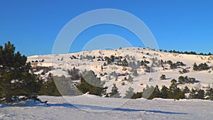 Mountain plateau in winter