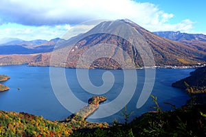 Mountain and pond in autumn