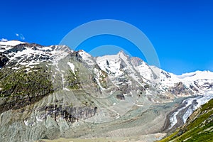 Mountain range with a blue sky above